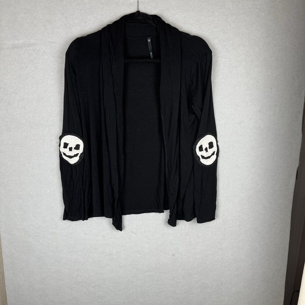 Love stitch Black Cardigan Jersey Skull Elbow Design‎ Patches Witchy Halloween
